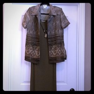 NWT K Petite 2 piece olive dress,10P